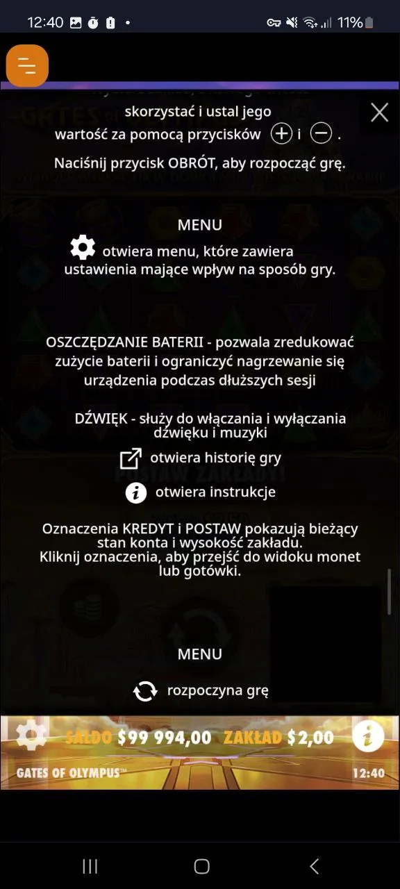 Gates of Olimpus rules page