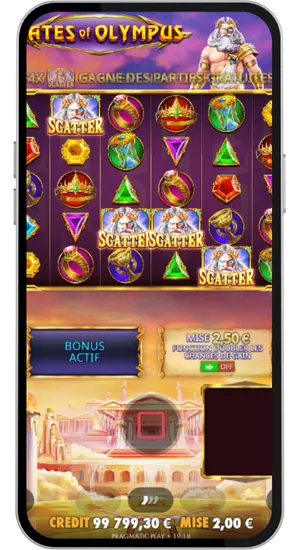 Activation de la fonctionnalité bonus avec des symboles scatter