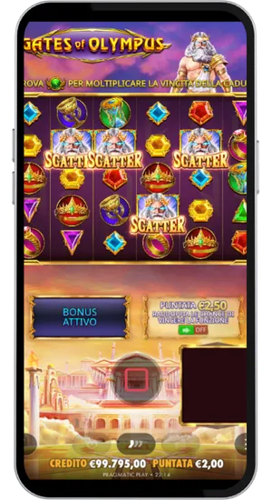 Attivazione della funzione bonus con simboli scatter