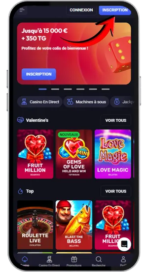 Formulaire d’inscription du casino