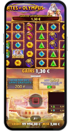 Gain en cascade avec des symboles scatter sur les rouleaux