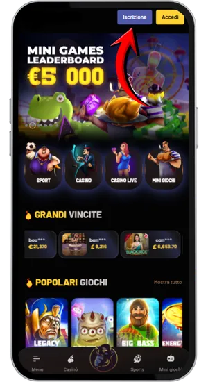 Modulo di registrazione del casinò