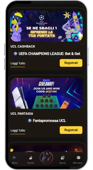 Schermata di selezione del bonus