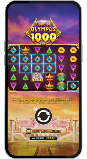 Startbildschirm des Spiels mit Symbolraster