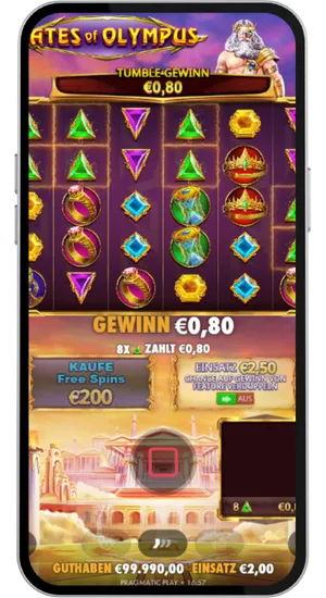 Tumble-Gewinn mit Scatter-Symbolen auf den Walzen